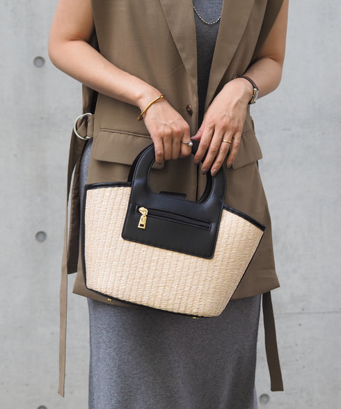 エコレザーかごハンドバッグ 12-1093